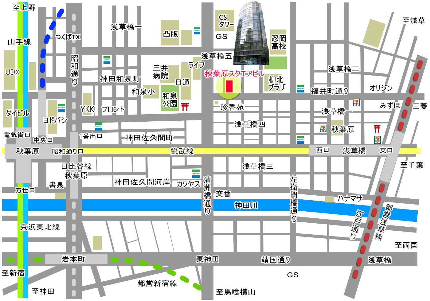 地図 マップ 所在地 住所 案内図 秋葉原ハンドレッドスクエア倶楽部素材