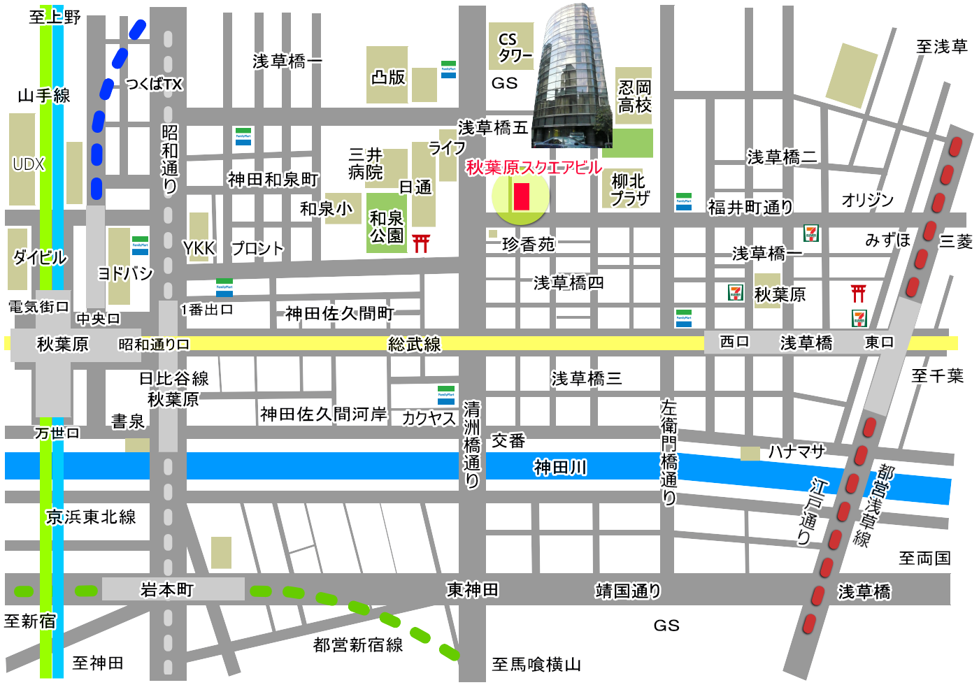 地図 マップ 所在地 住所 案内図 秋葉原ハンドレッドスクエア倶楽部素材