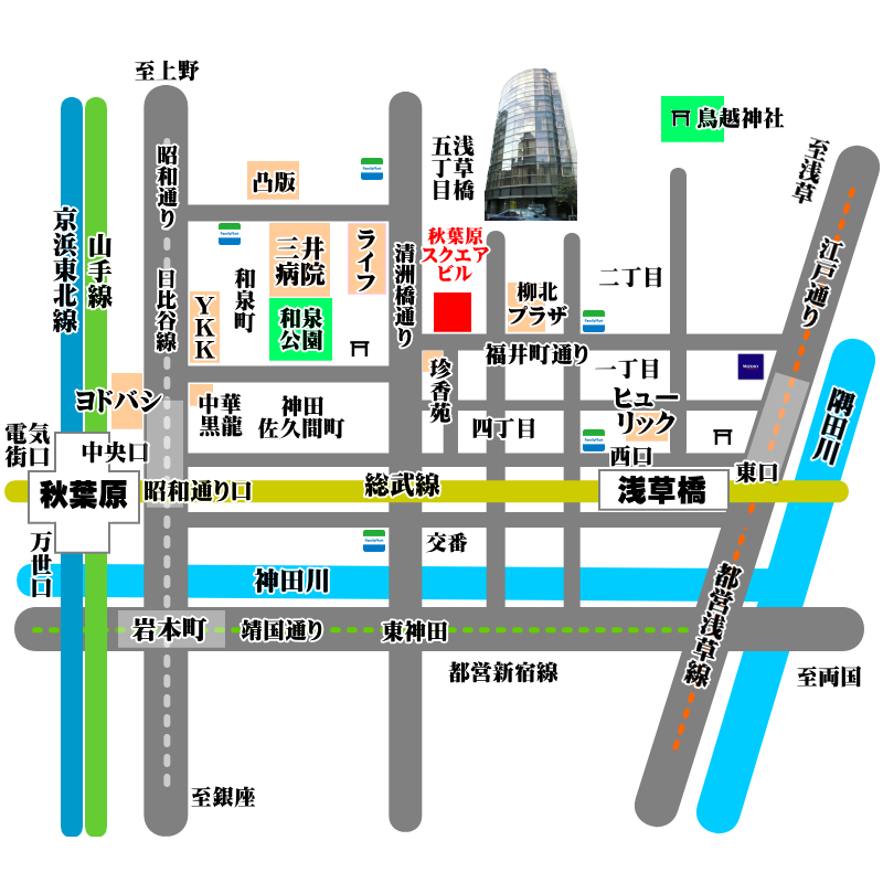 地図 マップ 所在地 住所 案内図 秋葉原ハンドレッドスクエア倶楽部素材